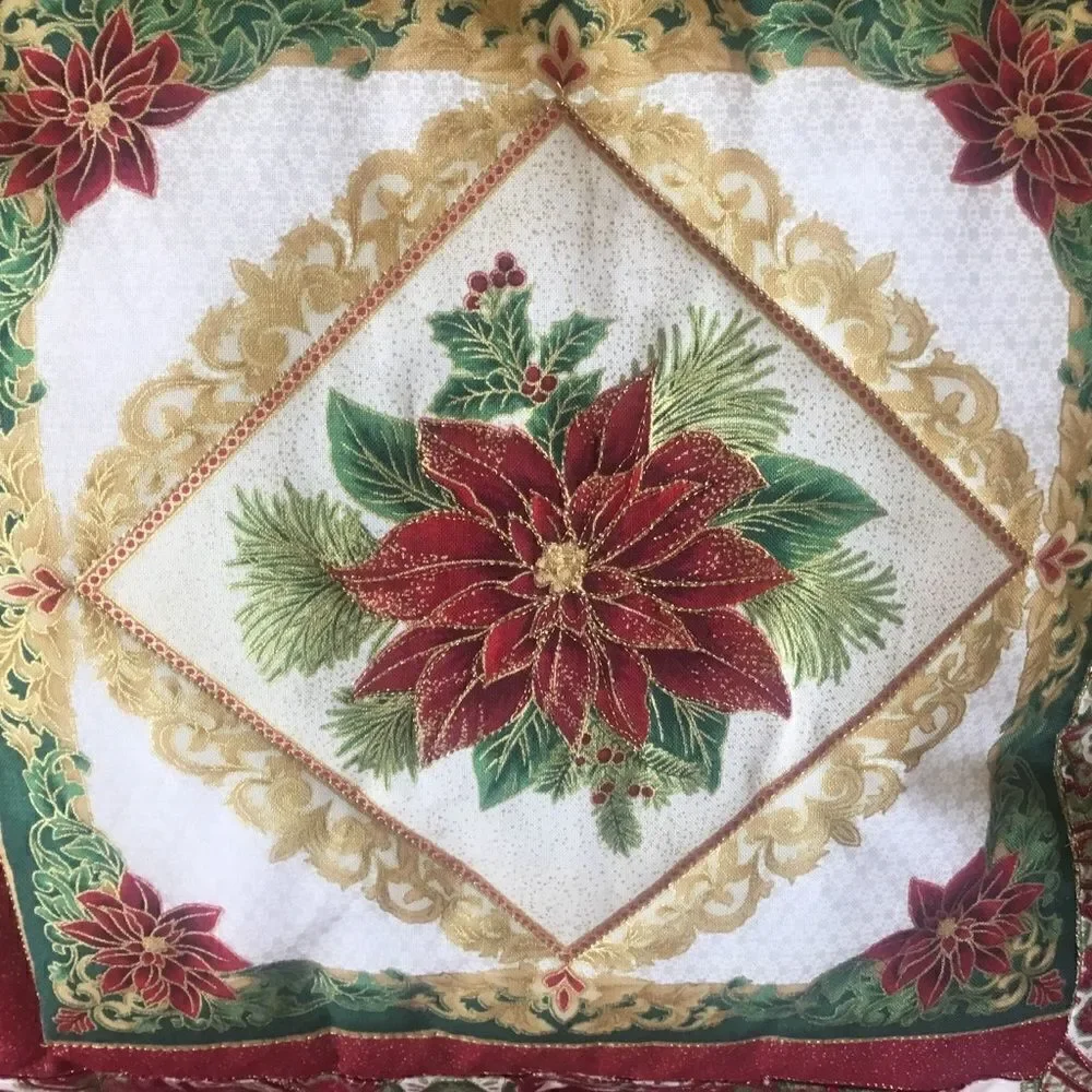 NWT Hand Crafted, Quilted Beautiful Metallic Print Holiday Pillow